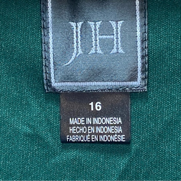 TOMMY HILFINGER VELVET GREEN PARTY DRESS RUCHING ZIP UP DRAPED NECK NWT SIZE 16 - Picture 5 of 15